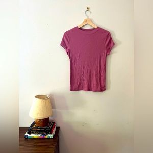Mauve Pink Knit Mock Turtleneck T Shirt
